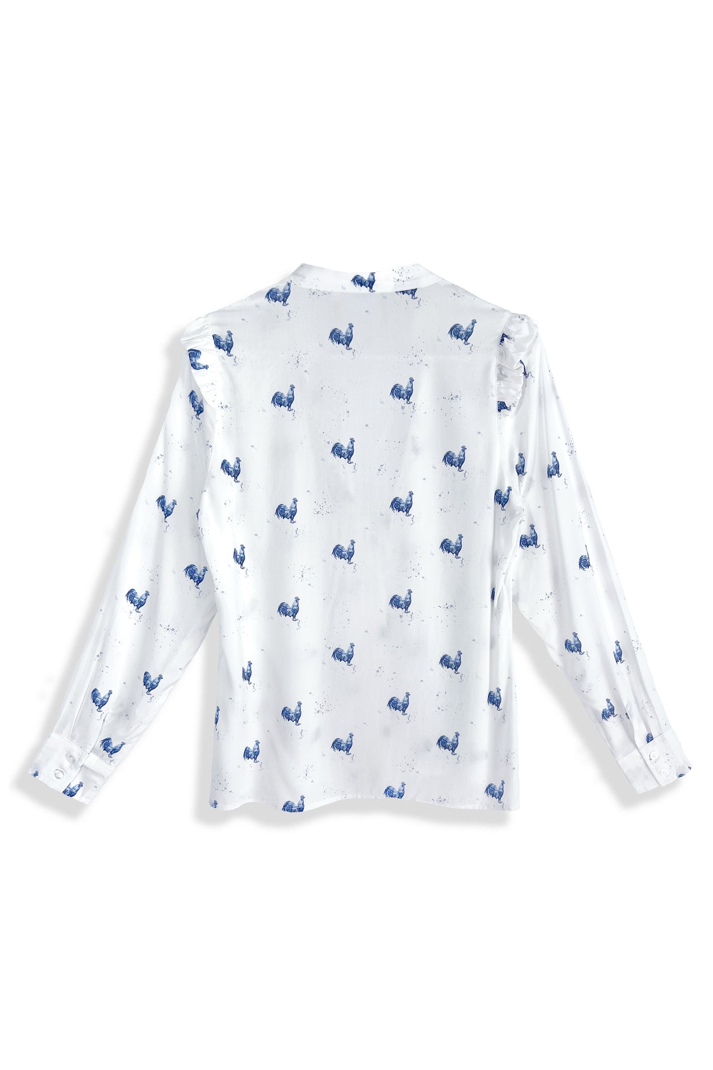 Women's Rooster Ruffle Button-up Top